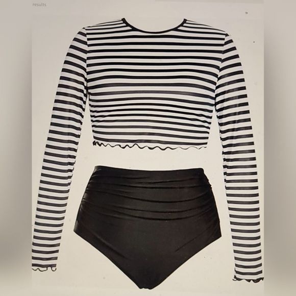 Other - NWT REFEREE GAME DAY RASH GUARD  BUILT IN BRA HIGH WAISTED SWIM ATHLETIC COSTUME